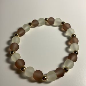 Handmade matte neutral minimalist bracelet w gold accents